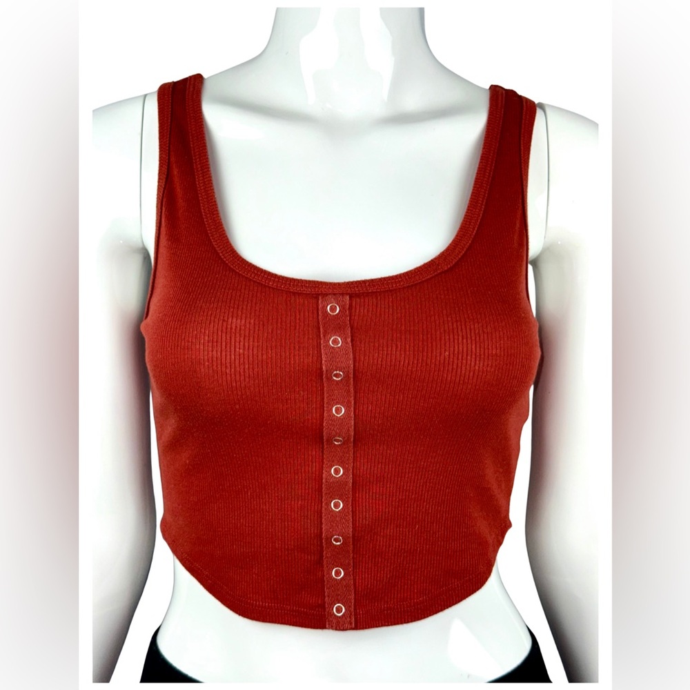 Forever 21 Rust Ribbed Crop Tank Top | Size Small